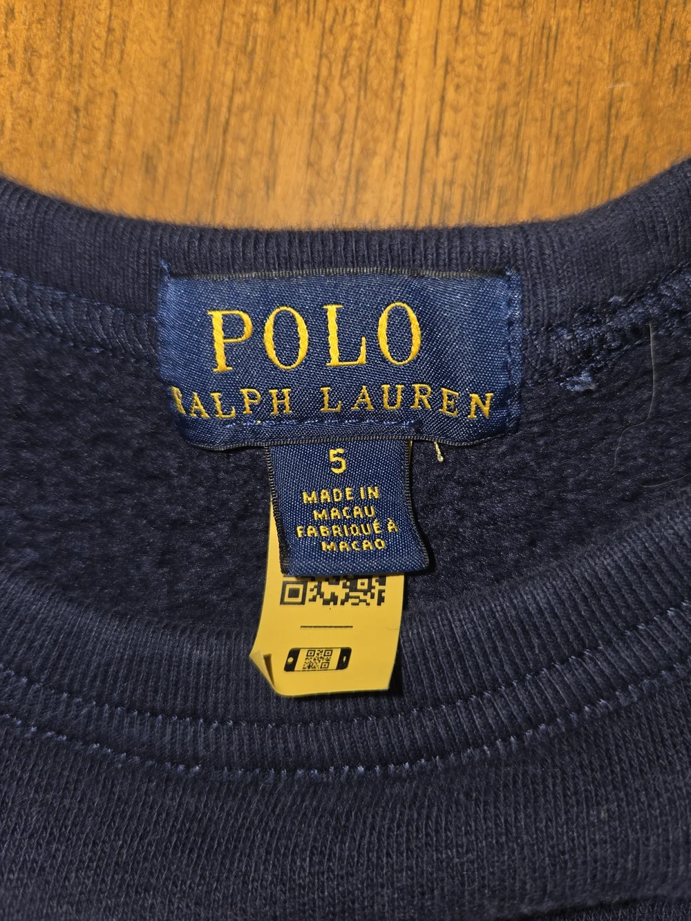 Polo Bear Graphic Sweatshirt by Ralph Lauren, Navy Kids Sz 5, Bear Holding Sled